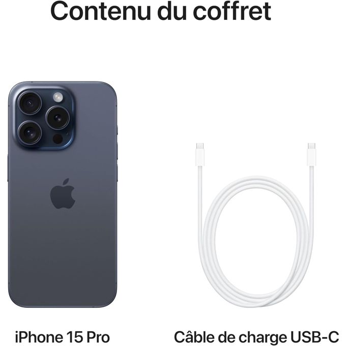 Apple iPhone 15 Pro 128GB Titane Bleu 6,1 Bouton Action A17 Pro