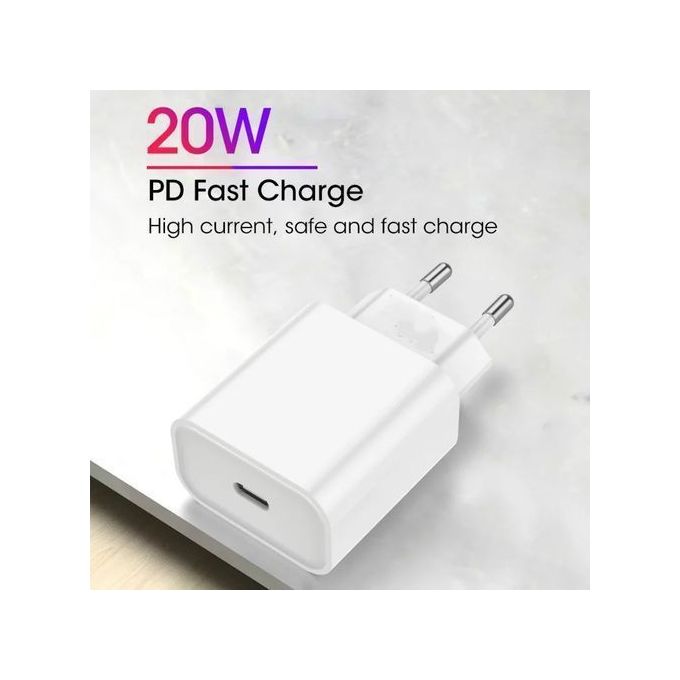 Generic Chargeur rapide 20W compatible avec iPhone PD USB-C + Câble USB-C à  prix pas cher