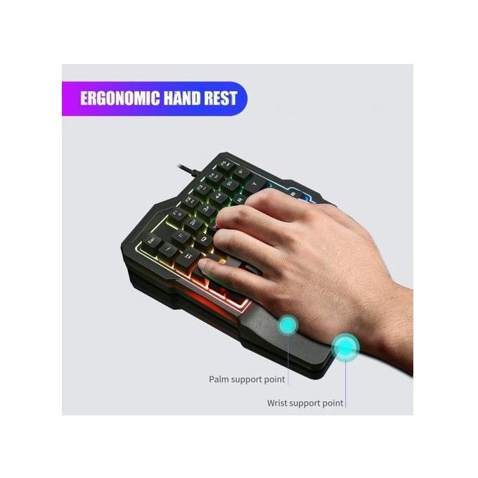 Generic Clavier une main Clavier Gamer Gaming, Mini Clavier de jeu 35  touches, LED RGB