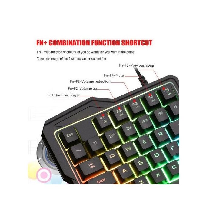 Generic Clavier une main Clavier Gamer Gaming, Mini Clavier de jeu 35  touches, LED RGB