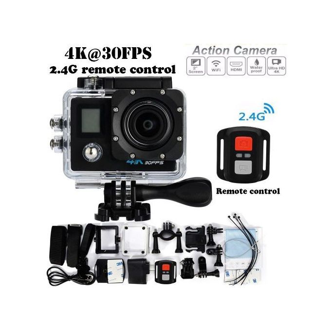 4K Sport Ultra HD Caméra Sport 4K WIFI Action Caméra Double Écran étanche Avec Accessoires