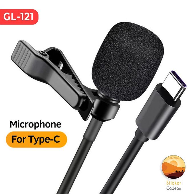 Microphone USB Type c Lavalier à Clip métallique Type c 1.5m pour téléphone  ordinateur et sticker