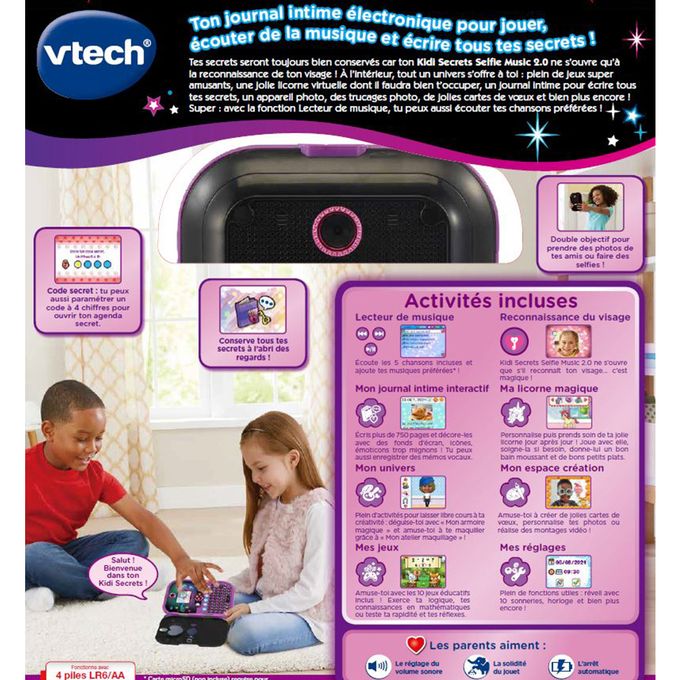 Agenda électronique Vtech Kidisecrets Selfie Music Noir et Rose - Autre  jeux éducatifs et électroniques