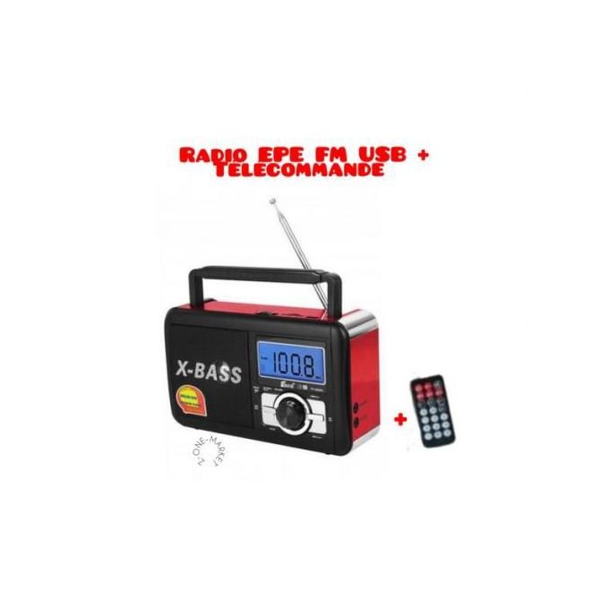 Epe Radio rechargeable avec affichage numérique USB / carte SD, rouge FP-910RC