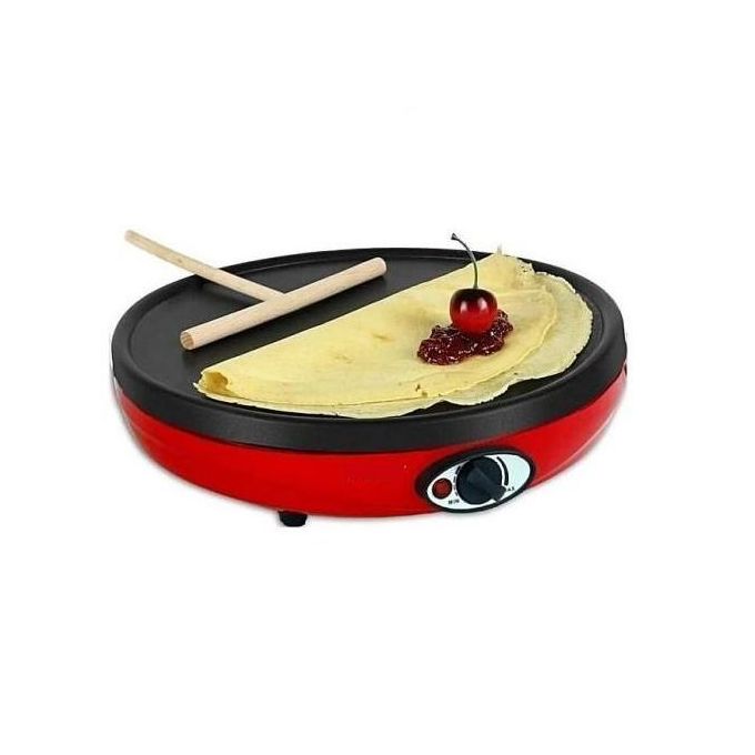 Crêpière électrique avec plateau amovible + Spatule en bois pour étaler la pâte