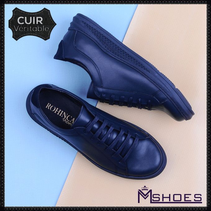 Rohinca Espadrille Homme En Cuir,Basket Homme,Tendance  – Bleu