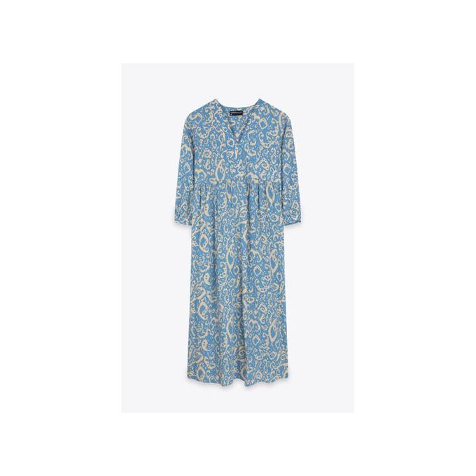 Marwa Robe Longue Ikat - Bleu Marine
