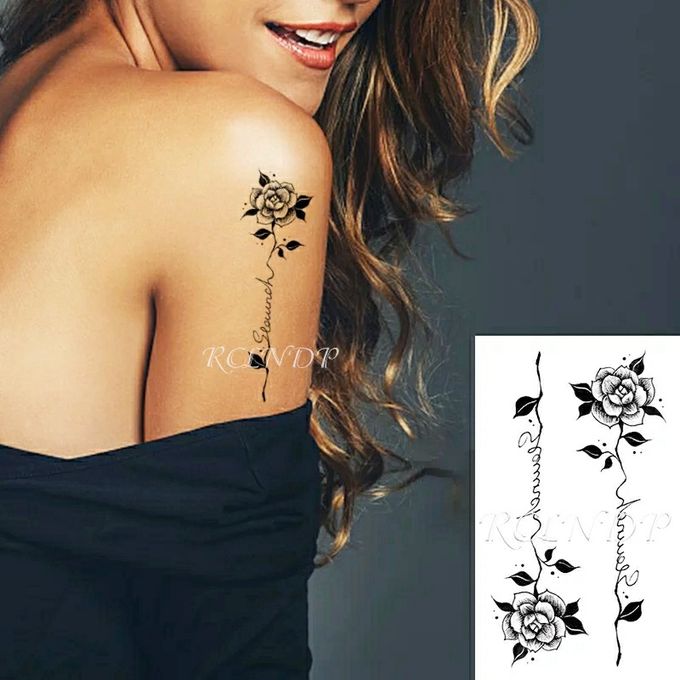 Tatouage temporaire imperméable autocollant, fleur, lettre, love, message d'amoure