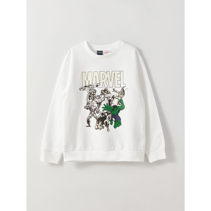 Lc Waikiki Sweat-shirt à manches longues pour garçons, col ras du cou, imprimé Marvel