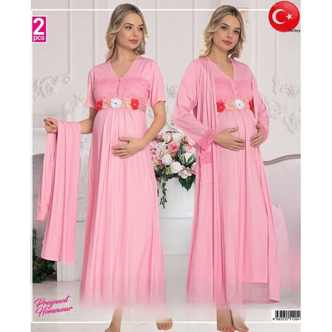 2 pièces/ensemble grossesse maternité pyjamas vêtements de nuit allaitement  enceinte pyjamas allaitement chemise de nuit élégante maternité robe d' allaitement, ✓ Meilleur prix au Maroc et ailleurs