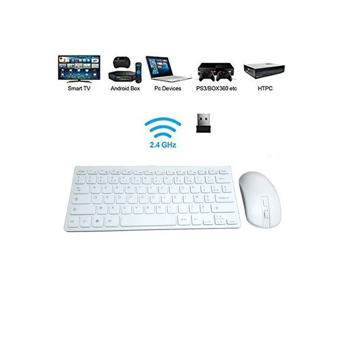 Meetion Mini4000 Slim- Ensemble Mini clavier et souris sans fil - Windows /  MAC - BLANC