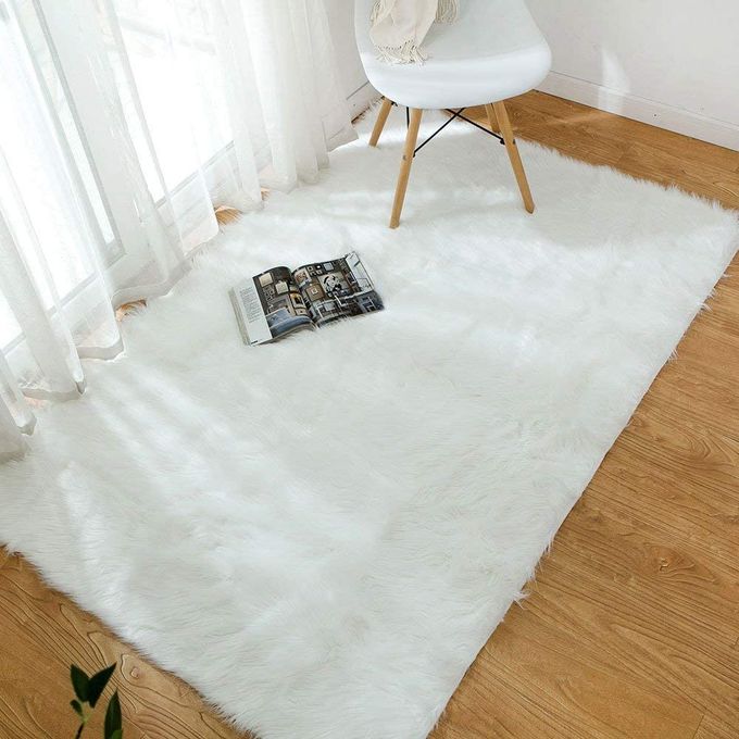 1pc Tapis Blanc Moelleux Tapis De Nettoyage À Sec Convient - Temu