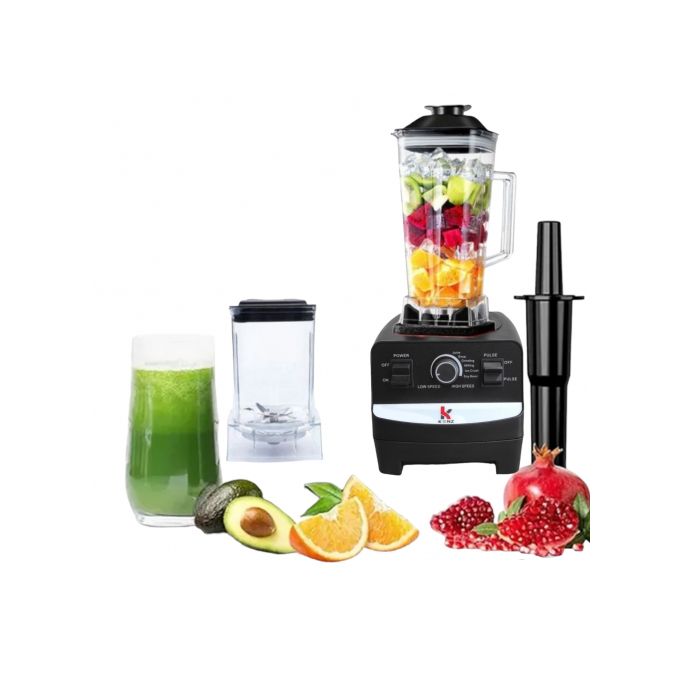 Kenz Blender, Robot 1500W, 2 Bols plastique incassable Noir ZK-9174