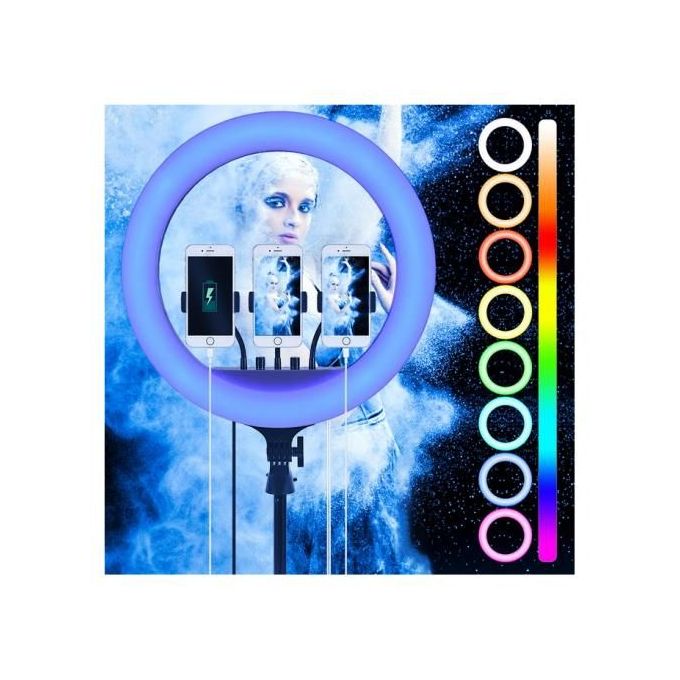 Astro Lighting RGB Ring Light 45 cm avec Tripod 2.1 m pour YouTube / Tiktok