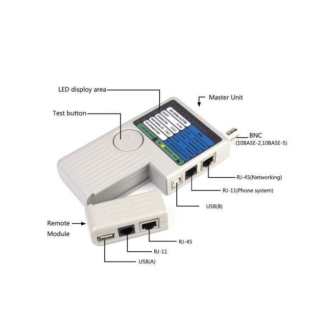 Generic Testeur De Câble Réseau RJ45, RJ11, Câble Coaxial,USB - 4 en 1 à  prix pas cher