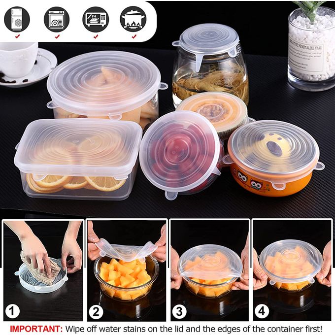 6 pièces réutilisable emballage alimentaire couverture Silicone alimentaire  frais-garder bouchon d'étanchéité sous vide Stretch Silicone couvercles  cuisine Silicone couverture, ✓ Meilleur prix au Maroc et ailleurs