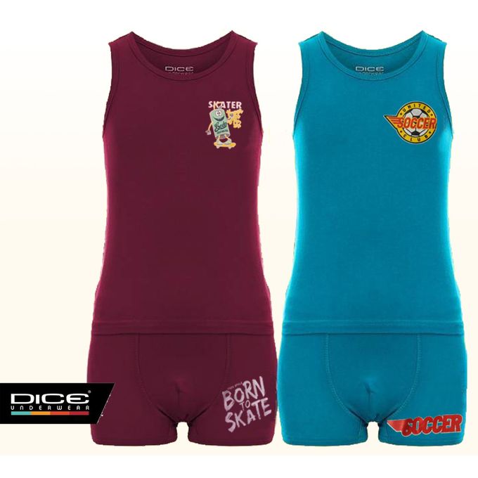 Dice 2 pack Nouveaux enfants garcon 2pcs egyptine coton  boxer +  debardeur