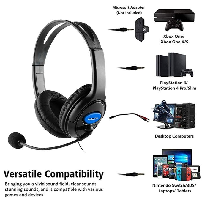 Generic Casque de jeu filaire avec micro 3.5MM stéréo pour PC, PS4, PS3,  XBOX, XBOX ONE à prix pas cher