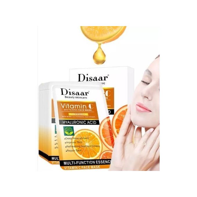 Disaar 10 pièces Masque Facial Vitamine C Hydratant Réparation Blanchissant Nourrissant for pour le visage anti-rides anti taches