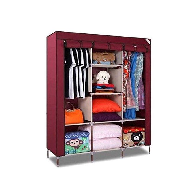 Generic Armoire Penderie Bordeaux En Tissu Garde Robe 3 Portes