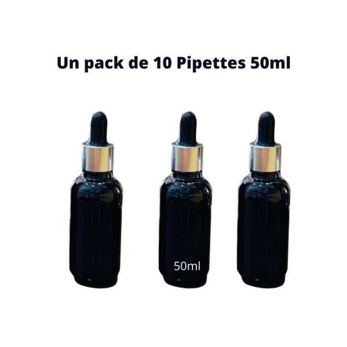 Generic Pack de 10 Pipette compte-gouttes en verre Marron bouchon Argenté  pour huiles et cosmétique 30ml à prix pas cher