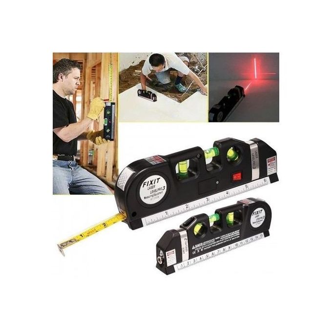 Fixit Niveau Laser Professionnel à Bulle Ruban 2.5 Métres Laser LeveLPro3  Rouge Croisé