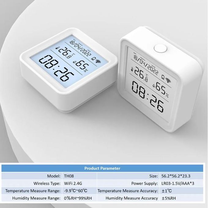 Tuya Wifi Capteur De Température Et D'humidité Intelligent Avec Support De  Rétroéclairage Affichage Sans Fil Thermomètre Hygromètre Capteur (la  Batterie N'est Pas Incluse) - Maison Intelligente - Temu