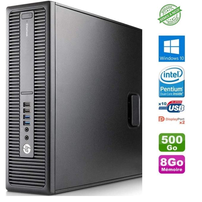 Hp unité centrale EliteDesk 800 G2 Intel Pentium 6e Gén 8 Go - 500 Go  [REMIS A NEUF] à prix pas cher