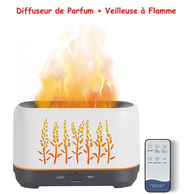 Diffuseur d'huiles essentielles d'aromathérapie et humidificateur d'air  avec effet de flamme et veilleuse- 200ml