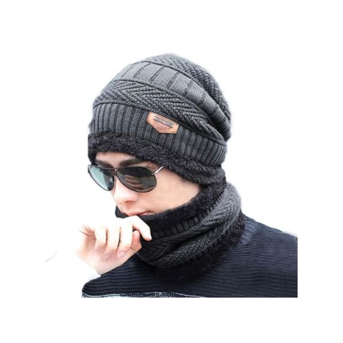 Generic chapeau pour hommes , cache-cou avec doublure en polaire,hiver à  prix pas cher