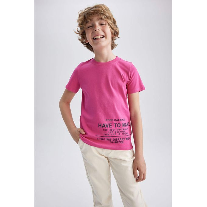 Defacto Boy Regular Fit Crew Neck Printed Short Sleeve T-Shirt