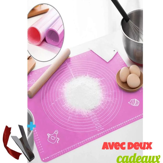 Tapis de pâtisserie en silicone extra épais et antiadhésif, 81,3 x 61 cm,  pâte à rouler avec mesures antidérapantes, tapis de pétrissage, tapis de  comptoir, tapis de pâte avec surélévation des bords 