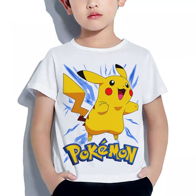 BENYAHYA STORE Pokemon Tshirt Enfant 6 à 14ans T-shirt Gaming Funny Cartoon Pikachu Teshirt Anime Otaku Teeshort
