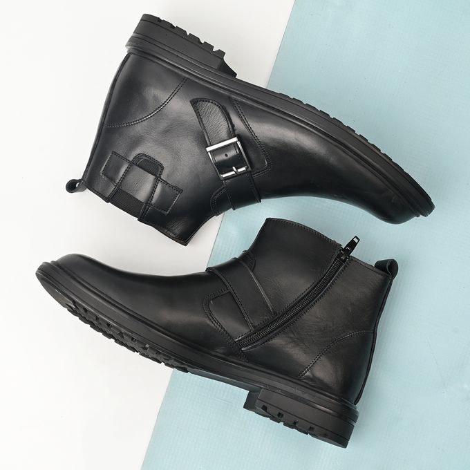 Rohinca Botte Cuir Pour Homme - Noir