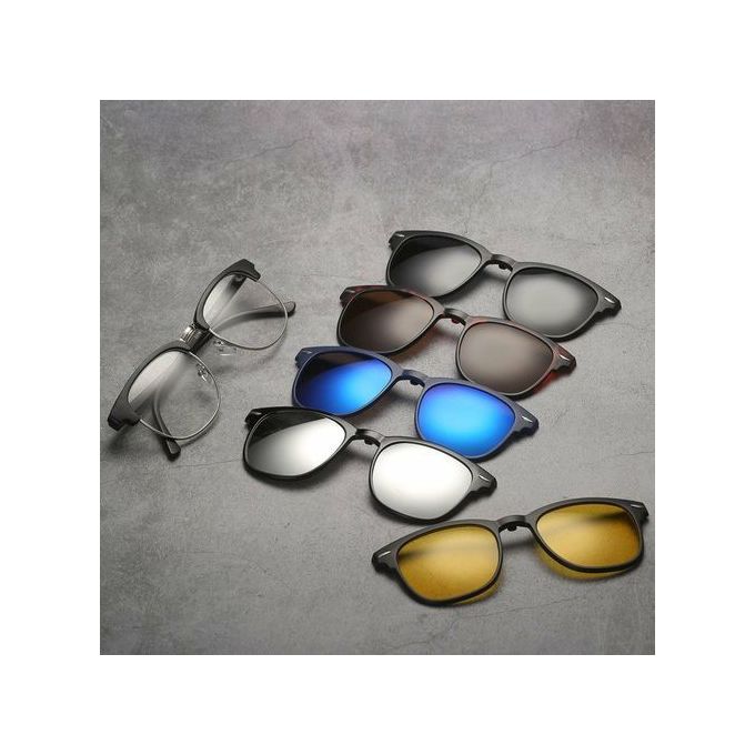 Lunettes  6 en 1 cadre en métal avec clip-on magnétique anti-éblouissement