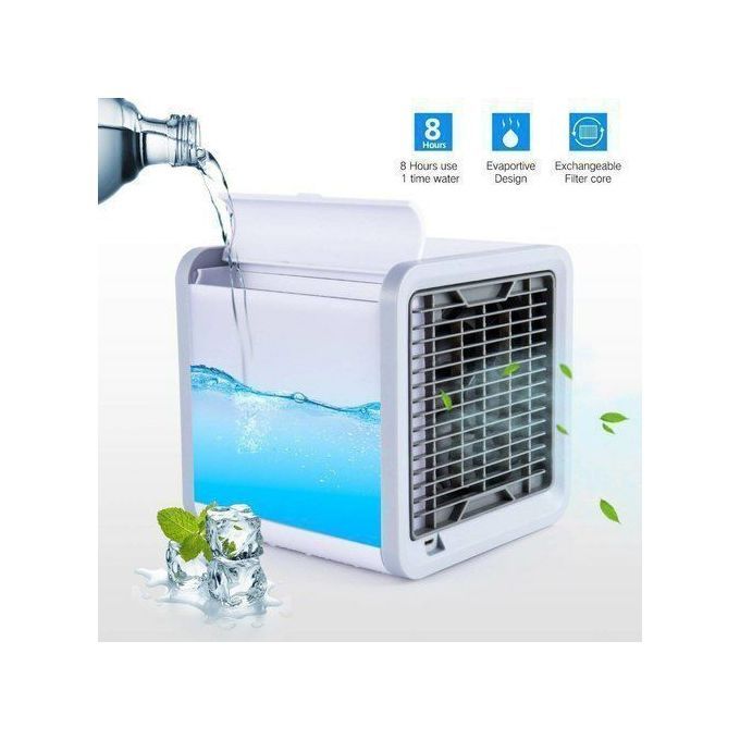 Mini Climatiseur Portable 900ml USB-C - Refroidisseur D'Air Avec 4 Vitesses, 2 Packs De Glace, Veilleuse Et Minuteur - Idéal Chambre Et Bureau