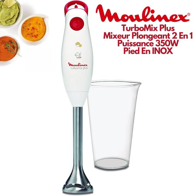 Moulinex Mixeur Plongeant Turbomix DD101141 (350 W) Blanc & Rouge