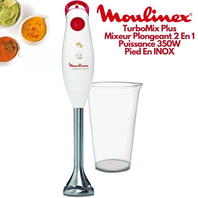 Moulinex TURBOMIX PUS Mixeur Plongeant Pied En INOX Détachable Avec Verre  Doseur 800 ml Moteur Puissant 350W à prix pas cher