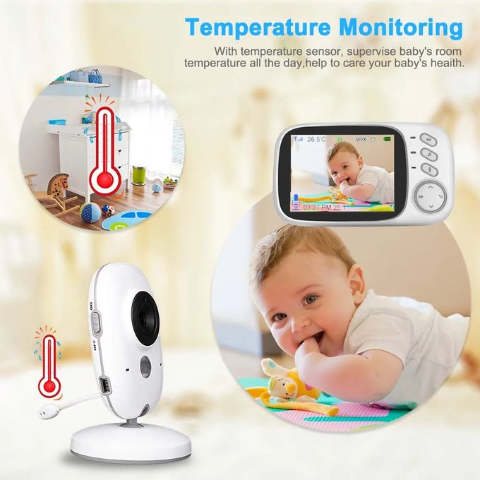 Baby Monitor sans fil 2.4G avec écran LCD 3.2 pouces - Vision nocturne