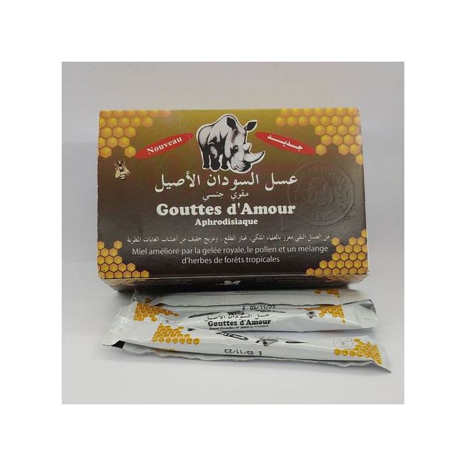 Goutte D Amour العسل الملكي قطرة من الحب مثير للشهوة الجنسية الطبيعية عسل السودان قوية للرجل عسل السودان 25 جرعة الأصلية جوميا المغرب