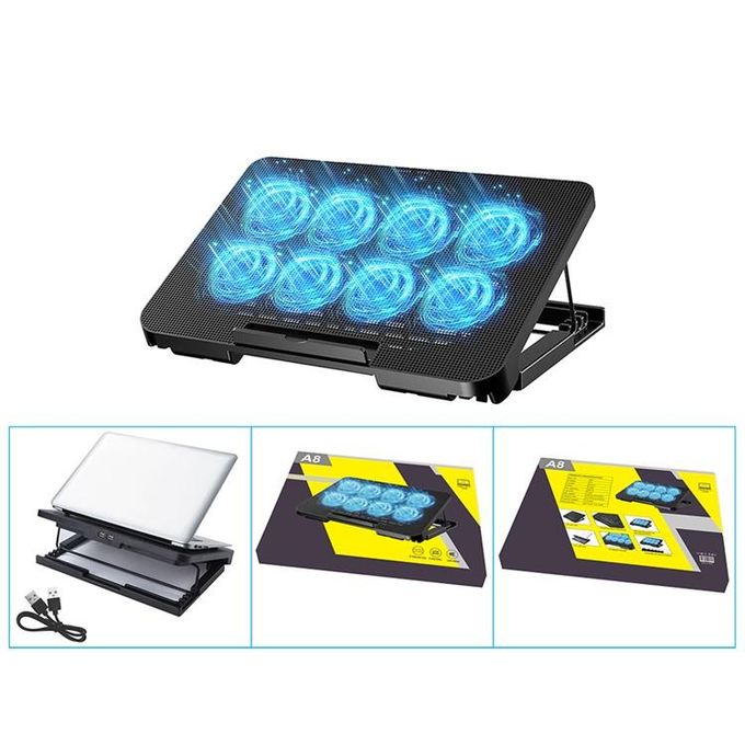Ventilateur Pour Ordinateur Portable Hama Black - 2 Ventilateurs, Réglable, USB, LEDs Bleues - Refroidissement Silencieux