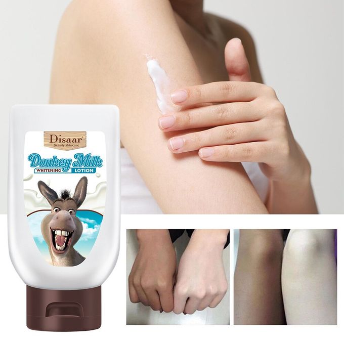 Disaar Lotion corporelle éclaircissante, lait d'âne, pour le visage, aisselles, cuisses, mains, pieds