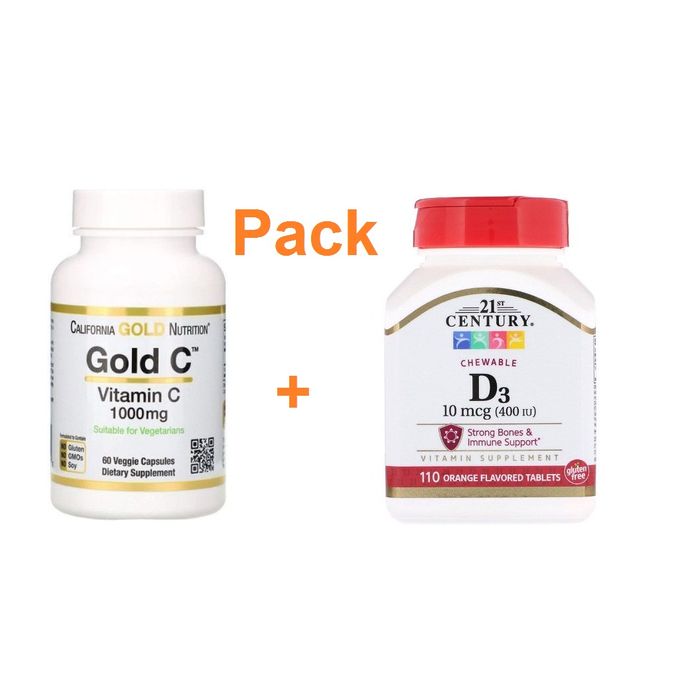 Generic Pack Gold C Vitamine C 1000 Mg 60 Caps Plus Vitamine D3 A Croquer 400 Ui 110 Cap A Prix Pas Cher Jumia Maroc