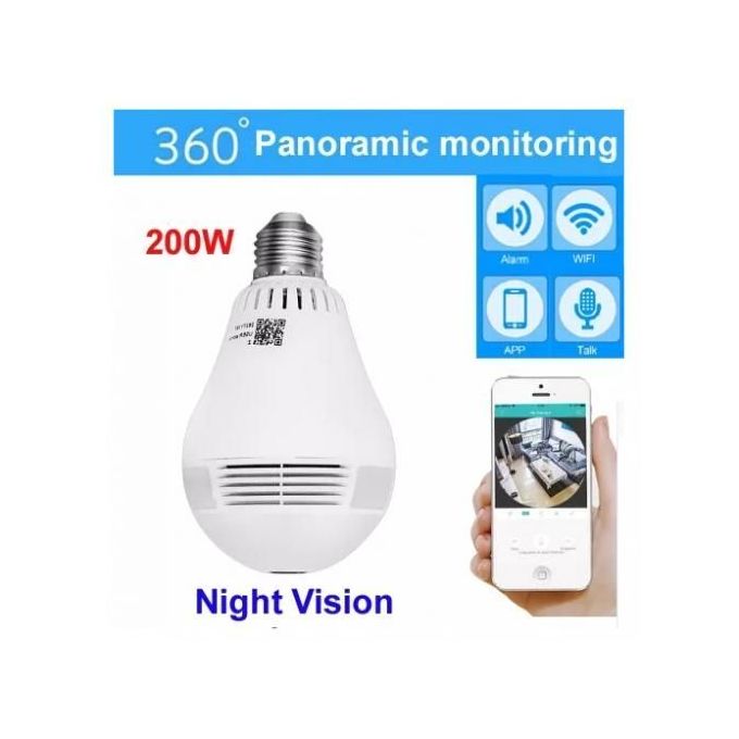 Camera panoramique par wifi pour la sécurité caché sous forme lampe d’éclairage.