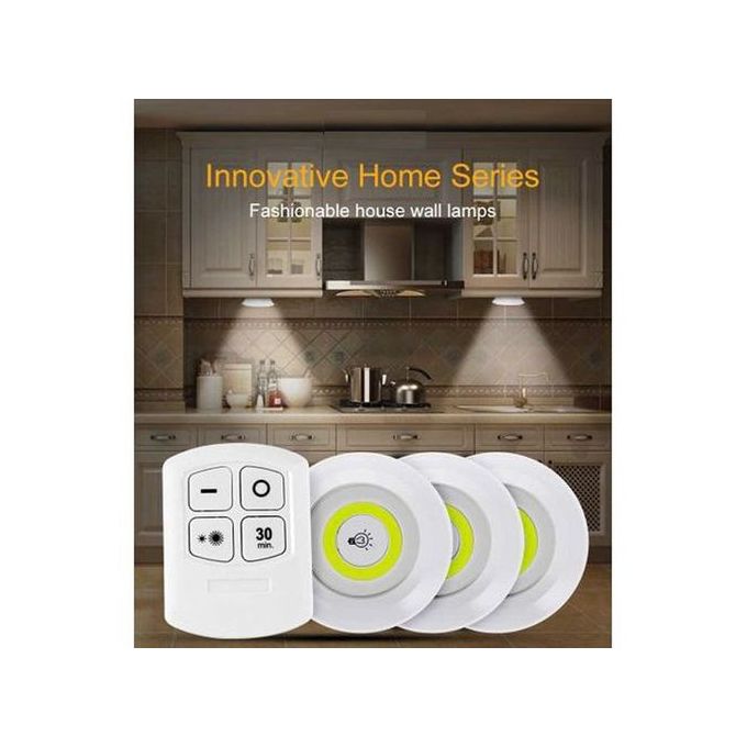 pack 3 lampes COB LED Night light sans fil plus télécommande pour armoire :)