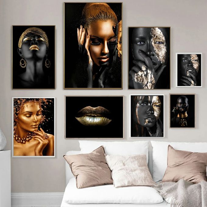 ensemble 8 piece Tableau Mural africain girl   190 cm