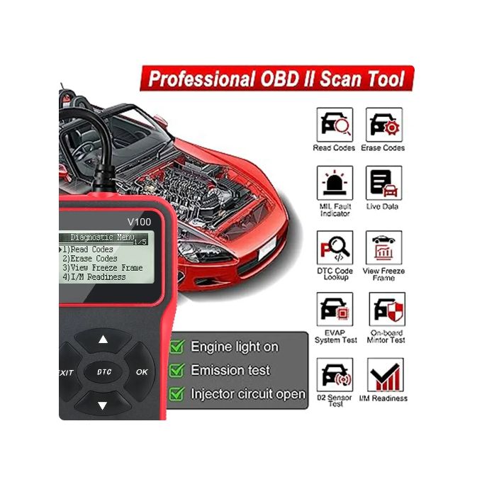 Acheter V100 affichage numérique Plug and Play lecteur de Code OBD2 16  broches OBD 2 Scanner outils de Diagnostic de voiture universels