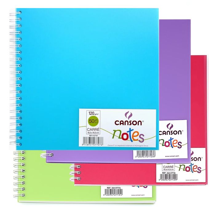 Canson 4 Carnets Dessin Croquis spirale 18,5x18,5 cm,50 feuilles Extra  blanc 120g/m2 à prix pas cher