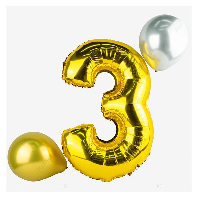 Ballon Gonflable Forme Chiffre 3 pour Anniversaire & Fête