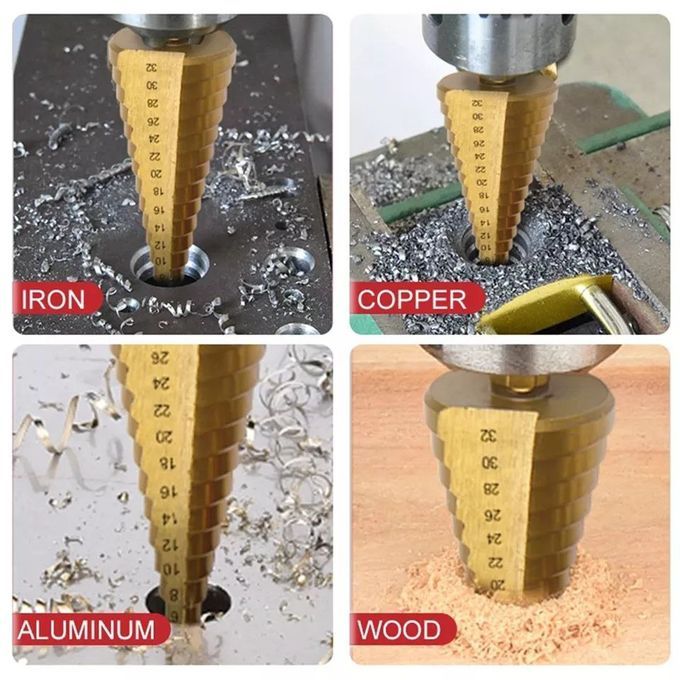 Generic Jeu de forets Étagés meches Étagées HSS pour Perceuse Forets  coniques pour bois/plastique/métal souple/fer à prix pas cher